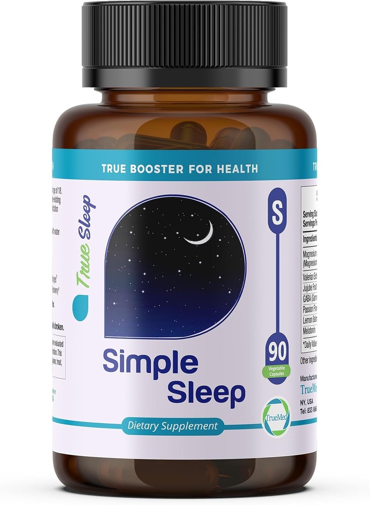 Sleep Support Supplement Natural Relaxation, Formel Magnesium Glycinate, Valerian Extract, GABA, Melatonin, Passion Flower, Lemon Balm & Promote Calm & Förbättra Sleep Quality 90 Capsules
