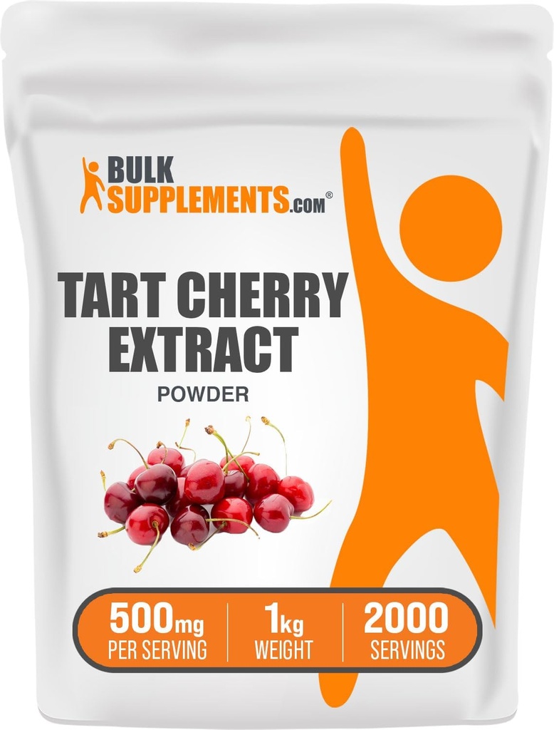 BulkSupplements.com Tart Cherry Extract Powder - Tart Cherry Supplement, Herbal Supplement - Antioxidant Source, Gluten Free, 500mg per Servering, 5kg (11 lbs) (Pack of 5)