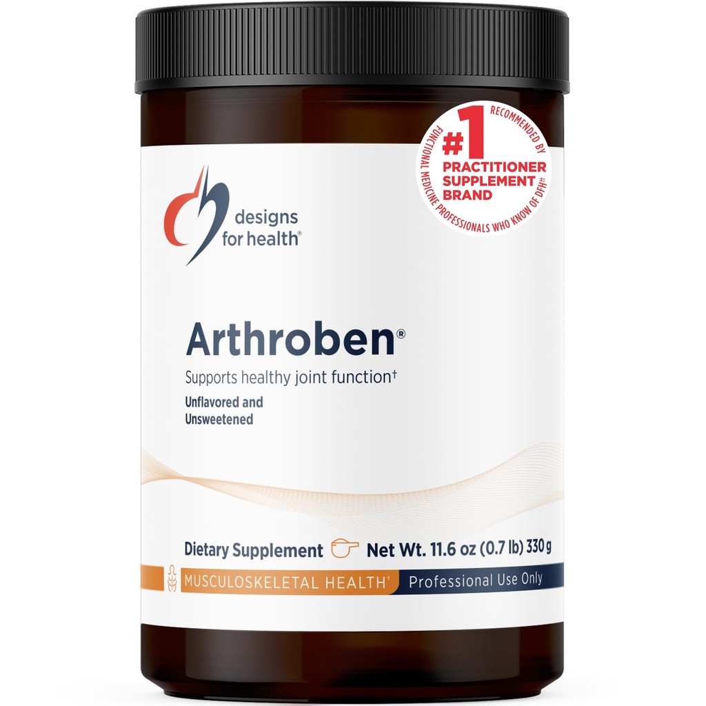 Design för hälsa Arthroben Unflavored/Unsweetened - Collagen Peptides Powder + Botanicals för att hjälpa till att stödja hälsosamma gemensamma - Peptides Drink Mix, Non-GMO (30 portioner / 330g)