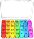 Odaro Weekly Pill Organizer 4 gånger om dagen, Daily Pill Box 7 Day, Large Travel Pill Case med 28 Compartment to Hold Medicine, Vitamin och Supplement - White Case