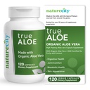 NatureCity True-Aloe Gut Health Support - 80.000mg Aloe Vera Gel Equivalent Per Serving - Organisk Aloe Vera (120 kapslar) för Digestive, Skin & Joint Support | Små lätta att svälja piller