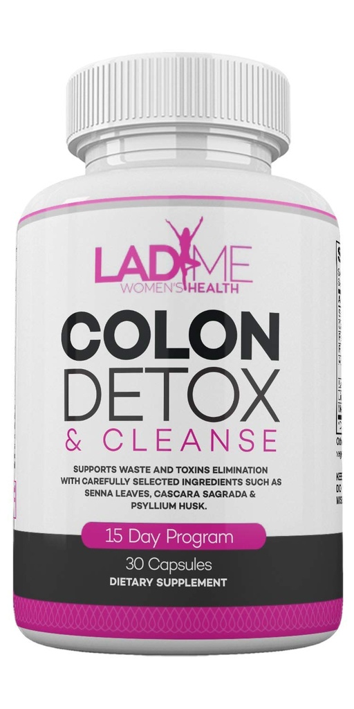 Rena Colon Cleanse & Detox 15 Day Program - Herbal Laxative Constipation Relief med Psyllium Husk, Cascara Sagrada & Senna Leaves - Special Women Intestinal Cleanser av Ladyme - 30 kapslar