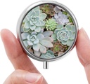 Mini Pill Box, Small Pill Box, Portable Pill Box, Cute Pill Organizer för vitaminer, mediciner, fiskolja och kosttillskott (Succulent)