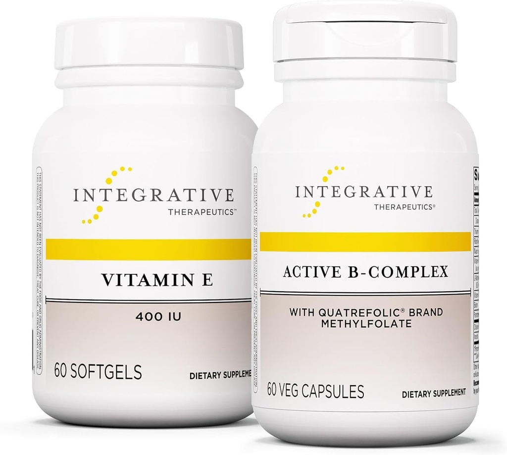 Integrativ terapeutik Bundle med aktiv B-komplex, 60 kapslar och vitamin E, 60 Softgels - Aktiv B-komplex för att stödja energimetabolism * - Vitamin E för att stödja hjärthälsa och antioxidantaktivitet *