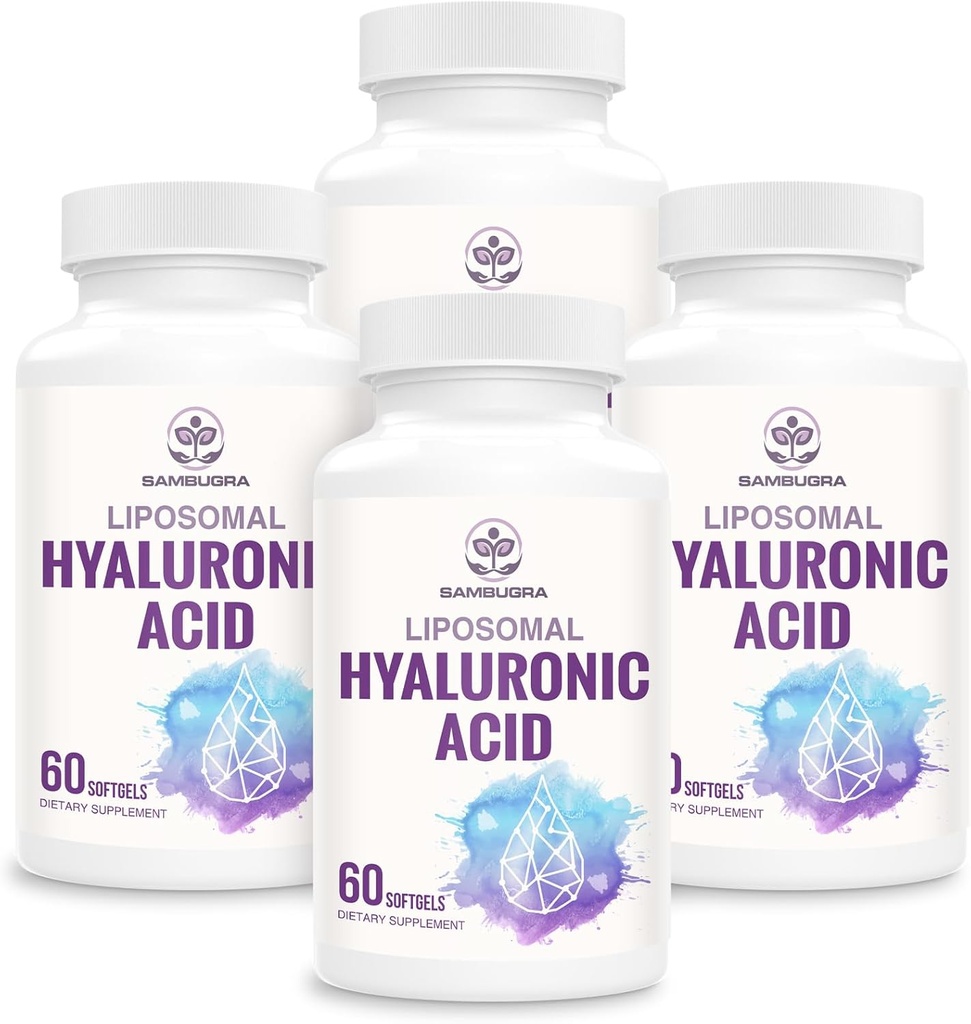 Liposomal Hyaluronic Acid 1000mg, High BioavailabilityHyaluronic Acid Capsules, Dietary Supplement Support Skin och Bones, 240 kapslar (Pack of 4)