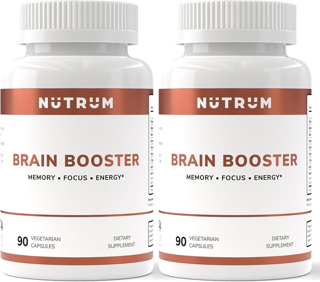 Brain Booster Supplement - Brain Power Nootropic Supplement - Brain Pills for Focus, Memory, Clarity, Energy & Better Concentration med Alpha-GPC, L-Theanine, Rhodiola, Ginseng, Guarana (Pack of 2)