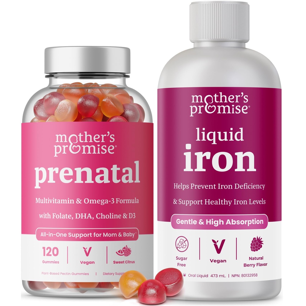 Mors löfte Prenatal Gummies & Liquid Iron Bundle