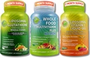 Daily Immune, Antioxidant & Energy Support Bundle – Liposomal Glutathione 500mg with Whole Foods + Liposomal Vitamin C 1100mg Liquid Gel + Vegan Whole Food Multivitamin Without Iron