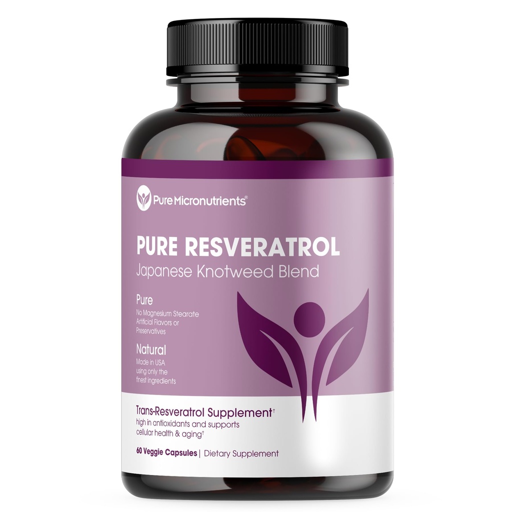 Rent Resveratrol Supplement - Extra Styrka 600mg Trans-Resveratrol Per Server - för hjärta, kognitiv, immunhälsostöd - Renad och biotillgänglig - 60 Vegan Caps