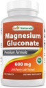 Bästa Naturals Magnesium Glukonat (35 mg Elemental Magnesium från 600mg Magnesium Glukonat) 180 tabletter