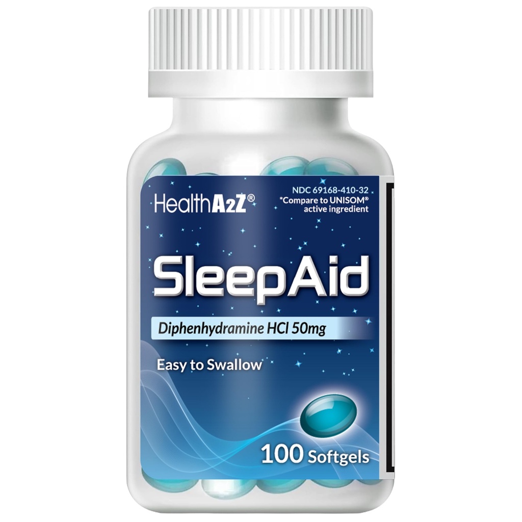 HealthA2Z Sleep Aid, Diphenhydramine Softgels, 50mg, stöder djupare, Restful Sleeping, Non Habit-Forming (100 grejer)
