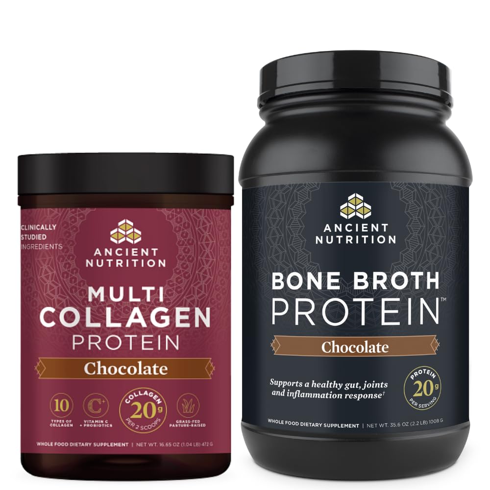 Forntida näring Multi Collagen Protein Powder, Chocolate, 40 portioner + Bone Broth Protein Powder, Chocolate, 40 portioner