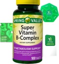 Super Vitamin B-Complex 100 tabletter Dietary Supplement Bundle Exclusive Better Ligth & Spring Guide + Weekly Pill Organisera (3 objekt)