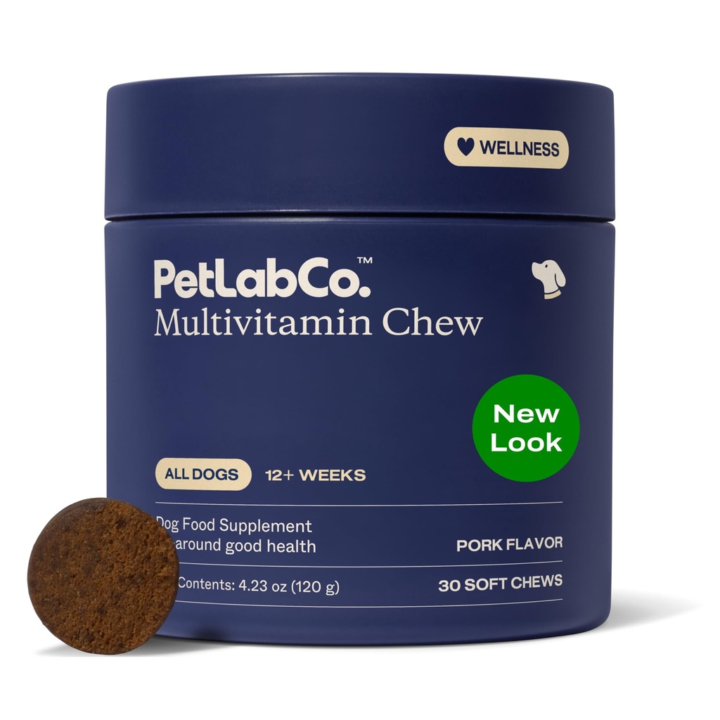 PetLab Co. 22 i 1 Dog Multivitamin - Stöd hundens immunsvar, hud, rock, gemensamma och övergripande hälsa - vitamin A, E, D, B12, mineraler, antioxidanter - Tuggbar fläsk - Förpackning kan variera