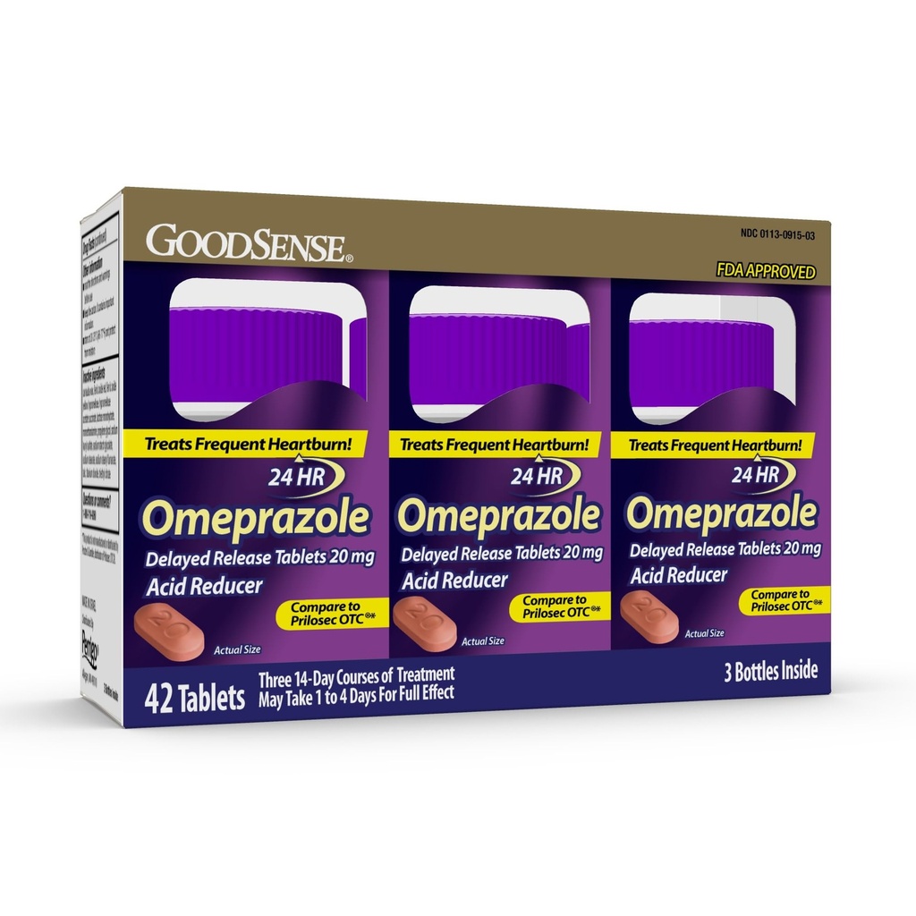 GoodSense Omeprazol Försenade Release tabletter 20 mg, magsyra Reducer för Frequent Heartburn behandling, 42 greve