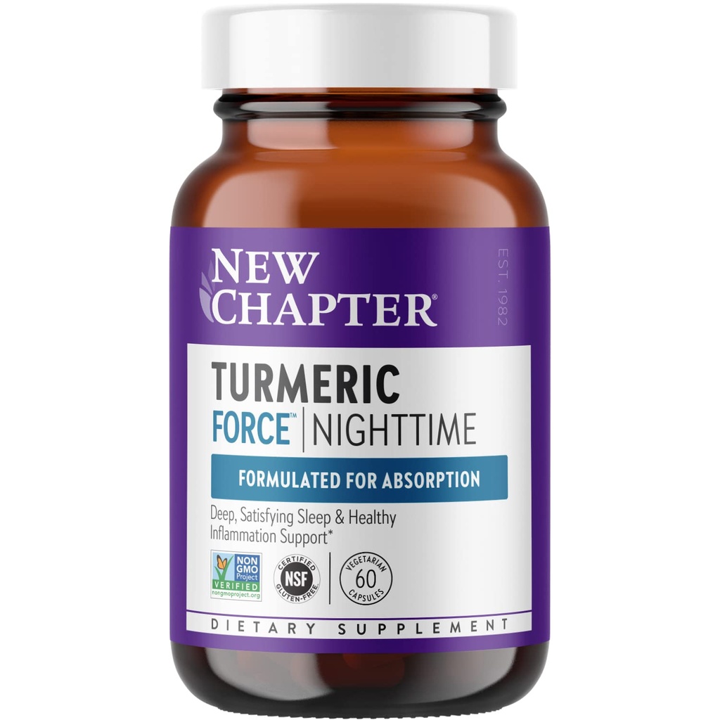 Nytt kapitel gurkmeja Supplement + Sleep Aid - Gurkmeja Force Nighttime för sömnstöd med Valerian Root + Ginger + NO Black Pepper behövs + icke-GMO Ingredienser - 60 Vegetariska kapsel