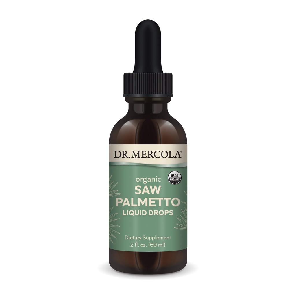 Dr Mercola Saw Palmetto flytande droppar, 2 Fl. Oz. (60 ml), 30 portioner, kosttillskott, stöder normala avgiftningsprocesser, icke-GMO, certifierad USDA Organic