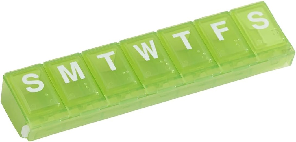 EZY DOSE Weekly (7-Day) Pill Planner, Medicine Case, Vitamin Organizer Box, Large Locking Compartments to Secure Prescription Medication och Prevent Accidental Spilling, Green