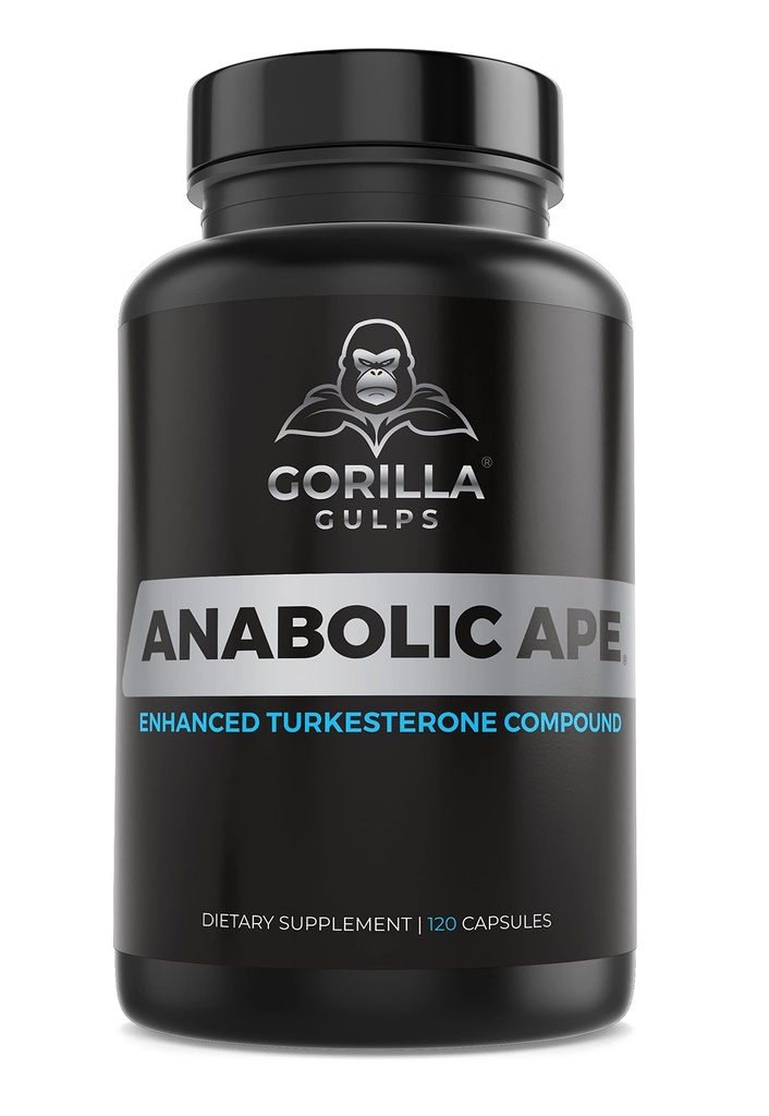 Gorilla Gulps | Anabola Ape - Förbättrad Turkesterone Förening | Turkesteron, Creatinol-O-Fosfat, Ashwagandha, Bioperine | Lab Tested | 120 Vegan kapslar | Max Styrka