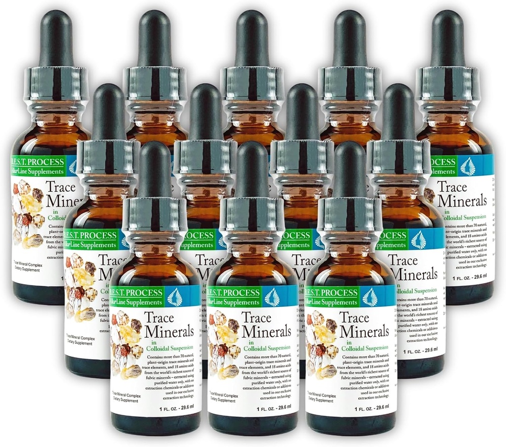 Morter Trace Minerals in Colloidal Suspension (12 Pack) Morter HealthSystem Best Process Alkaline - Nutrient Dense Trace Elements, Fulvic Minerals & Amino Acids