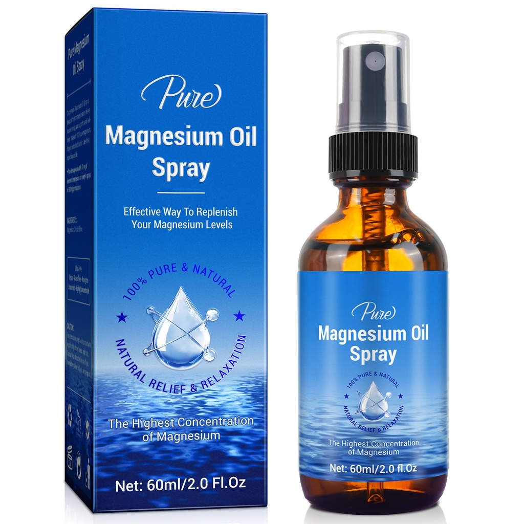 Magnesiumolja Spray-100% Organisk naturlig magnesium Spray-Nourish Skin-Easy till Absorb och Use-Glass Bottle 2 fl oz