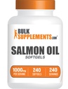 BulkSupplements.com Salmon Oil Softgels - Omega 3 Supplement, Wild Alaskan Salmon Oil Supplements - 1000mg, Gluten Free, 1 Softgel per servering, 240 greve (Pack av 1)