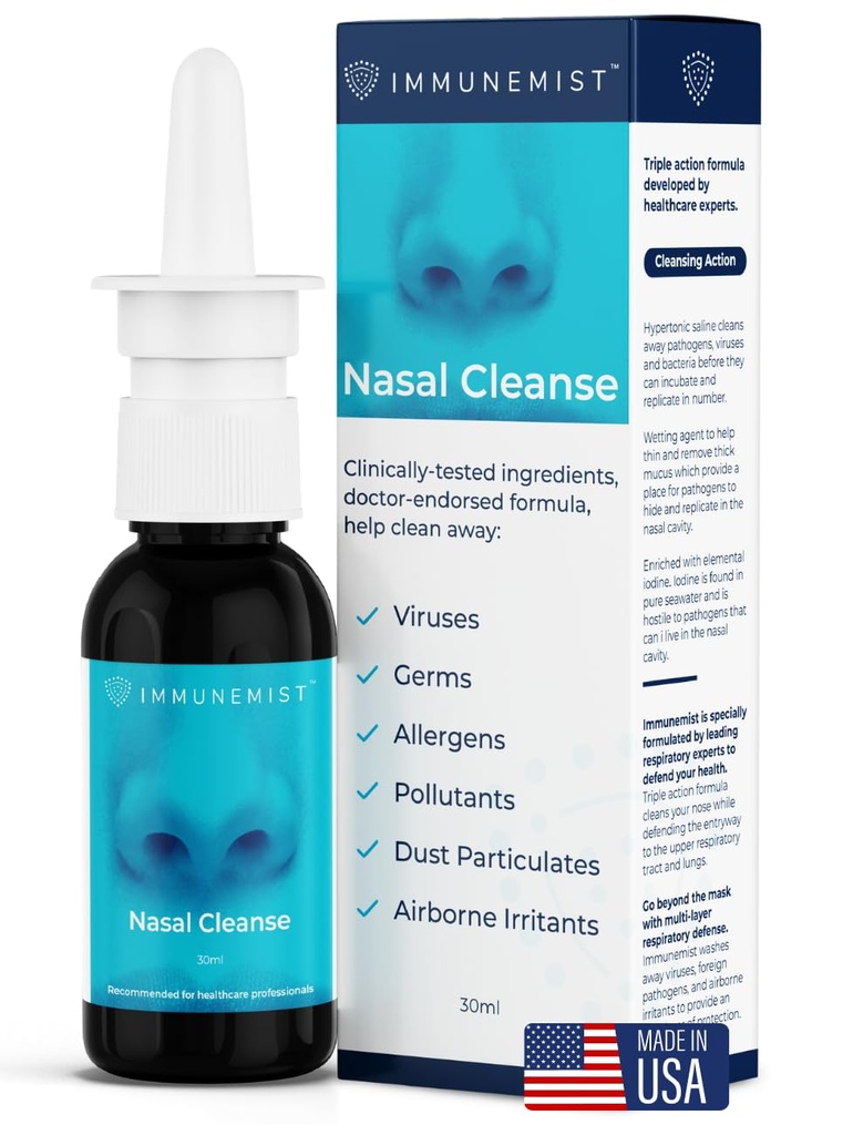 Nasal Cleanse - Läkare rekommenderad Anti Viral Nasal Iodine Spray Rinse flaska upp till 250 doser - Nasal Spray för Wellness - Made in the USA