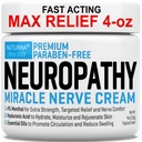 Neuropati Nerve Relief Cream - Premium Nerve Cream 3X Action för riktad lindring och lugnande nervkomfort - Maximal styrka med 4% Menthol Arnica MSM för fötterna händer ben och tillbaka - Stor 4 Oz