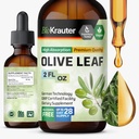 BIO KRAUTER Olive Leaf Extract Liquid - Olive Leaf Tincture för immunstöd - Alkohol och sockerfri - Vegan Drops 2 Fl.Oz.