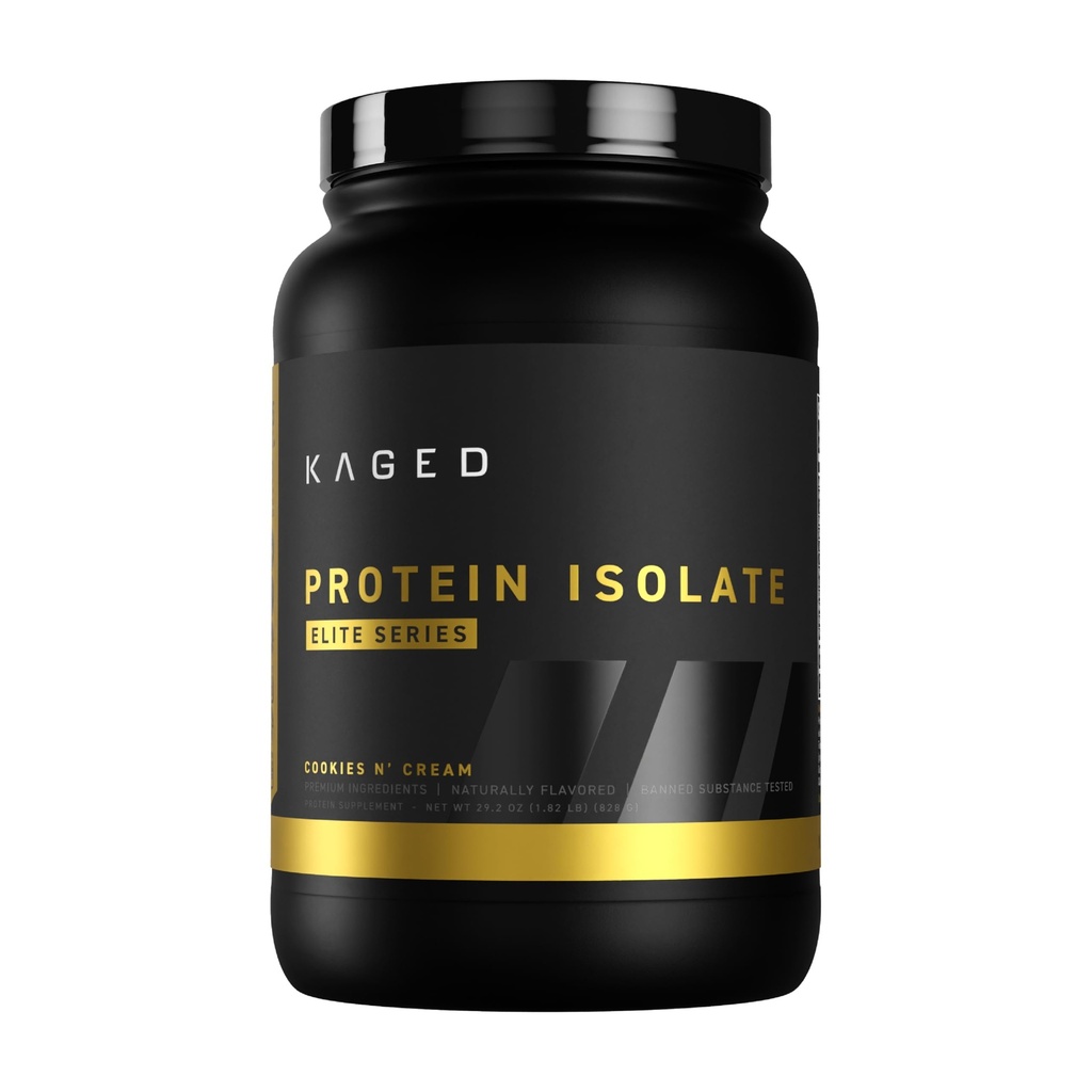 Kaged Whey Protein Isolate Elite Powder | Cookies & Cream | Whey, Casein, & Milk Protein Blend | Post Workout Recovery Drink | Stöder Muskelbyggnad | Kosttillskott för Män & Kvinnor | 2 lbs