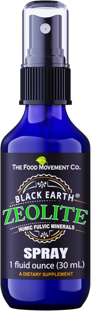 Black Earth Zeolite med Humic Fulvic Acids, Trace Minerals, för vuxna och barn stöder Gut Health, Immune Support, Digestion och Elimination och mer 1oz Liquid Pump Spray Supplement