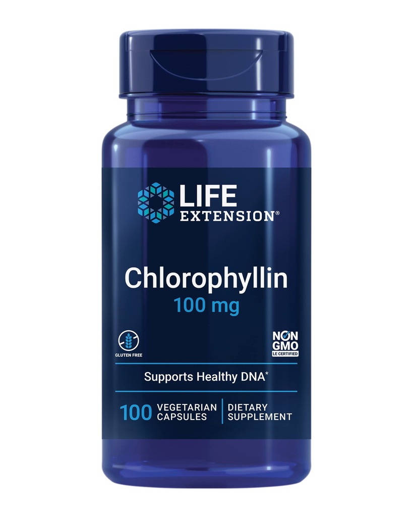 Life Extension Chlorophyllin, antioxidant & DNA Health Support, Gluten-Free, Non-GMO, Vegetarian, 100 Vegetarian Capsules