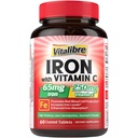 Järntillskott, 65mg Carbonyl Järn med 250mg Vitamin C, mage vänliga järnpiller för blodbyggande kvinnor och män, hög absorption, ingen illamående, ingen förstoppning, icke-GMO, ingen gluten, 60 Vegan flikar