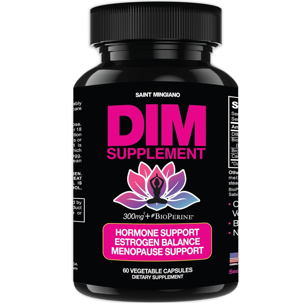 DIM Supplement 300 mg - Hormonbalans för kvinnor, | Östrogen Supplement för kvinnor med Hot Flashes & Night Sweats | Hjälper i klimakteriet Symptom, östrogen och östrogen. 60 kapslar