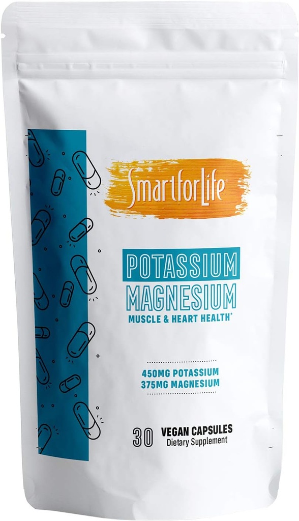 SMART FOR LIFE Kalium Magnesium Supplement - 30 Vegan kapslar - Magnesium Kalium Supplement - Hög Absorption Mineral Complex - Muskelstöd & Electrolyte Balance