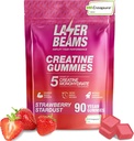 Kreatinmonohydrat Gummies - 5g Creapure Creatine per portion - Vegan - Boost Muscle Strength, Endurance, Recovery & Mental Focus - 90 Gummies, Gluten-Free (Strawberry)