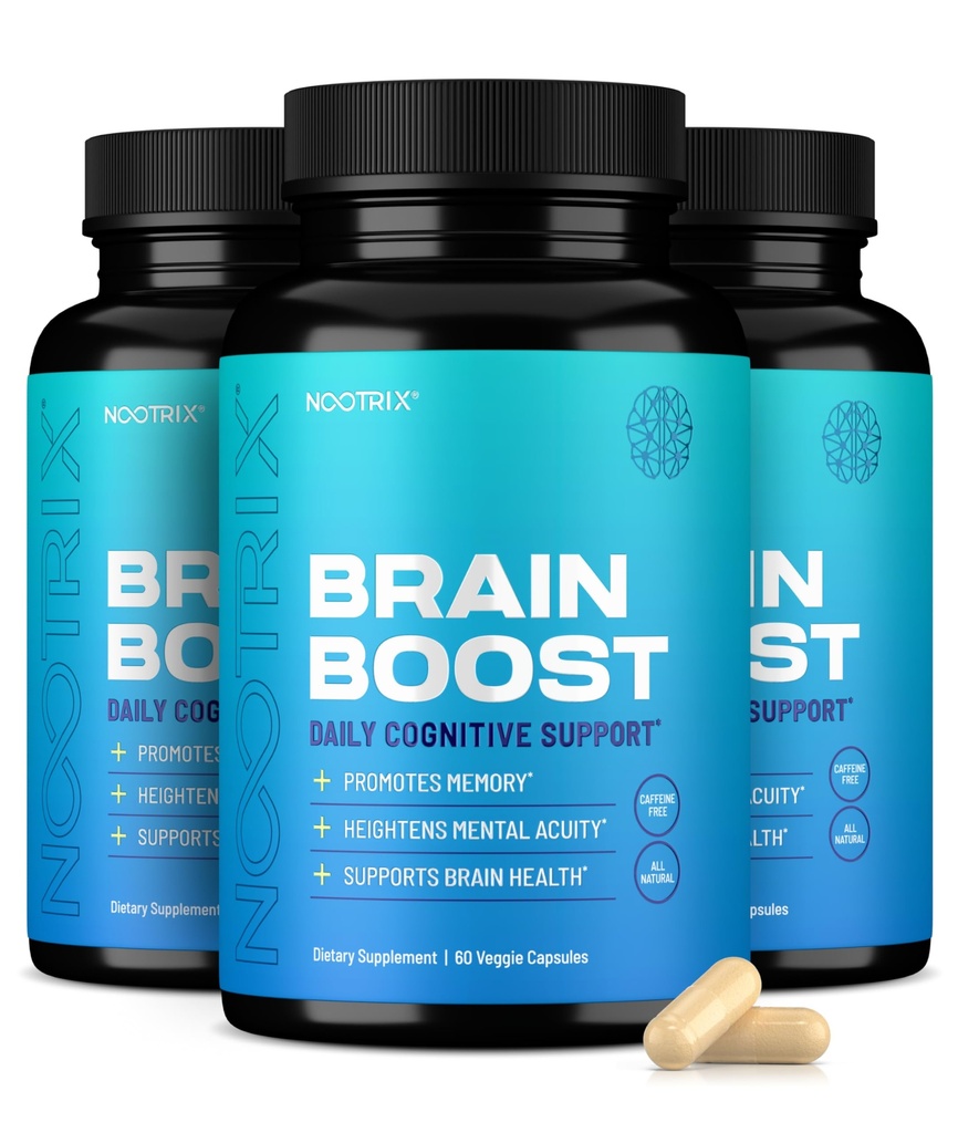 Nootrix Brain Boost Nootropic Supplement | 90 Day Supply | Supports Memory, Mental Focus, Cognitive Health & Energy | Promotes Healthy Mood & Brain Function | Ginkgo Biloba & DMAE