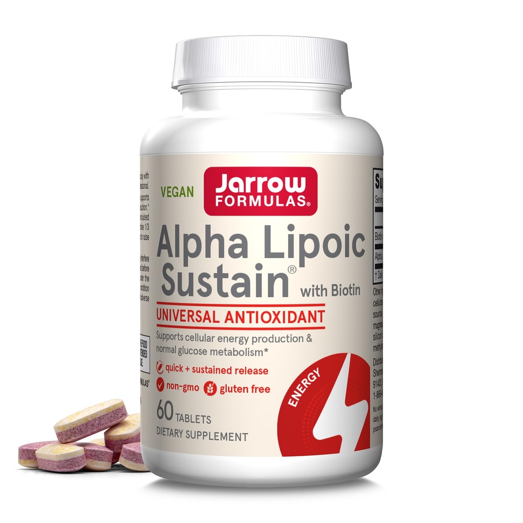 Jarrow Formulas Alpha Lipoic Sustain med Biotin, 300 mg Alpha Lipoic Acid, Universal Antioxidant, Dietary Supplement, 60 Vegan tabletter, Upp till en 60 dagars leverans
