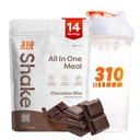 310 Nutrition All-in-One Meal Replacement Shake Powder w / Shaker Cup Starter Kit - High Protein Fiber Rich Vegan Superfood Blend - Sugar-Free, Keto & Paleo Friendly, Low Carb - Chocolate Bliss 14 srv