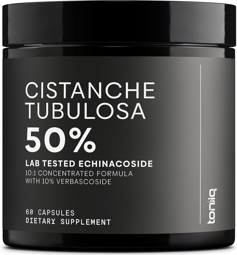 Cistanche Tubulosa Extract - Ultra High Potency 10:1 Extrakt med 50% Echinacoside & 10% Verbascoside - Mycket koncentrerad - Tredjepartslabb Testad - 60 kapslar