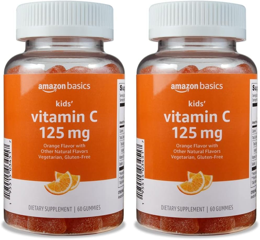 Grundläggande barns vitamin C 125mg Gummies, Orange, 60 Count, Immune Health, 2 månaders leverans (tidigare Solimo) (Pack of 2)