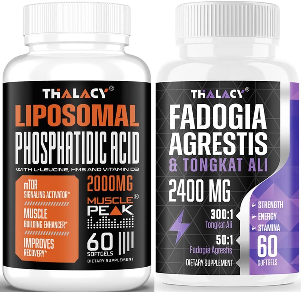 Fosfatidic Acid 2000mg med Fadogia Agrestis 1400mg och Tongkat Ali 1000mg för maximal styrka, energi och muskelbyggnad Bundle