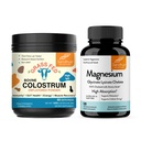 Sandhu's Bovine Colostrum Powder & Magnesium Glycinate Lysinate Capsules | Hjälper Gut, Immune Heath & Sleep Support