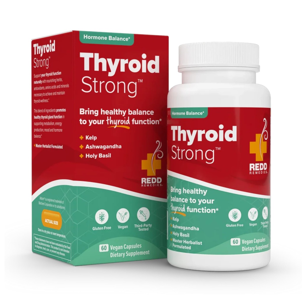 Redd Remedies, Thyroid Strong, stöder hälsosam sköldkörtelfunktion och balans, 60 Vegan kapslar
