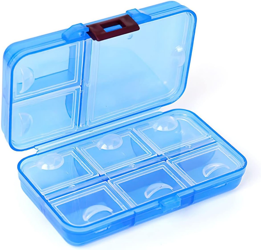 Pill Organizer, Portable Pill Dispenser,9 fack för Moisture-Proof Pill Box för Purse Vitamins, Medicine, Fish Oil,Travel Pill Organizer (Blue)