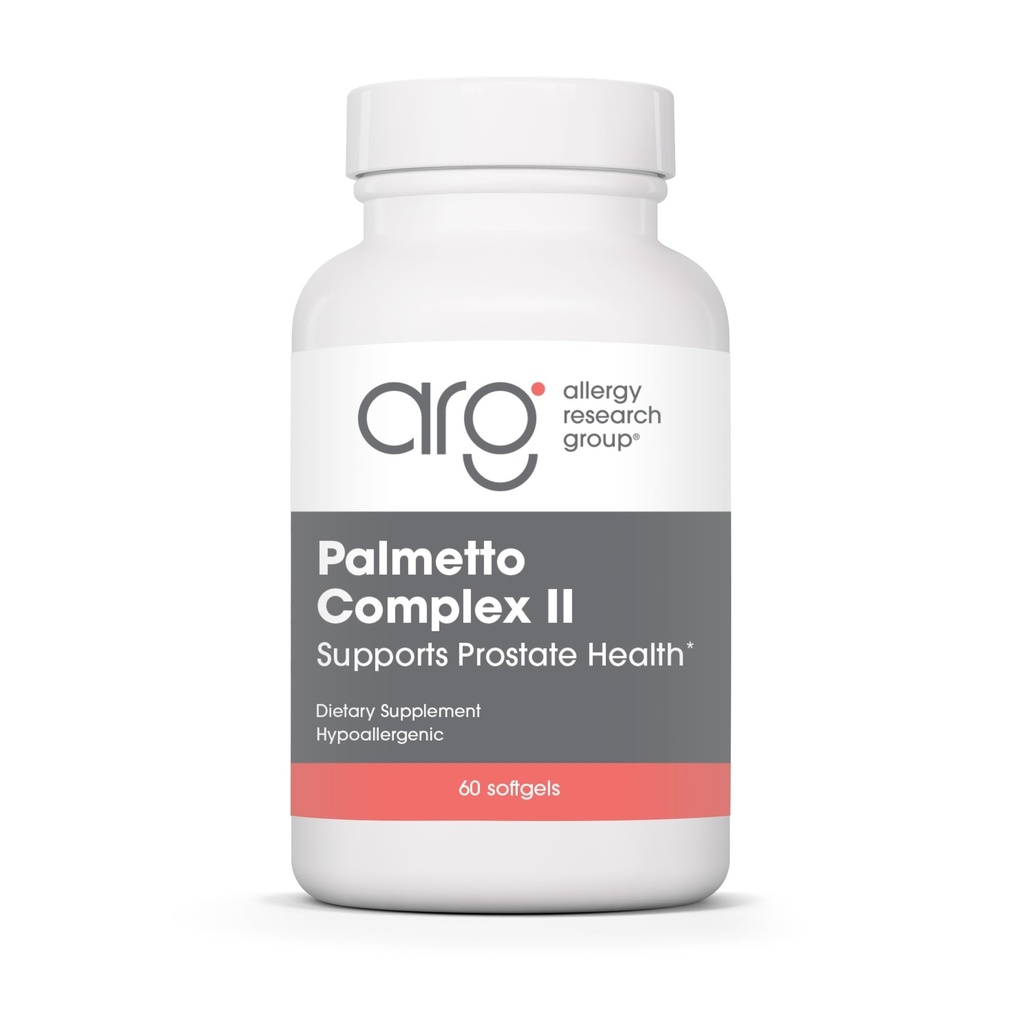 Allergy Research Group Palmetto Complex II - Prostate Support, Saw Palmetto för män och kvinnor, med Lycopene, Pumpkin Seed Oil, Zink - 60 Count