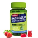Magnesium Glycinate Gummies 500mg med L-Threonate 300mg - Sugar-Free Magnesium Potassium Supplement med vitamin D, B6, CoQ10 - Strawberry Flavored - 60 Gummies