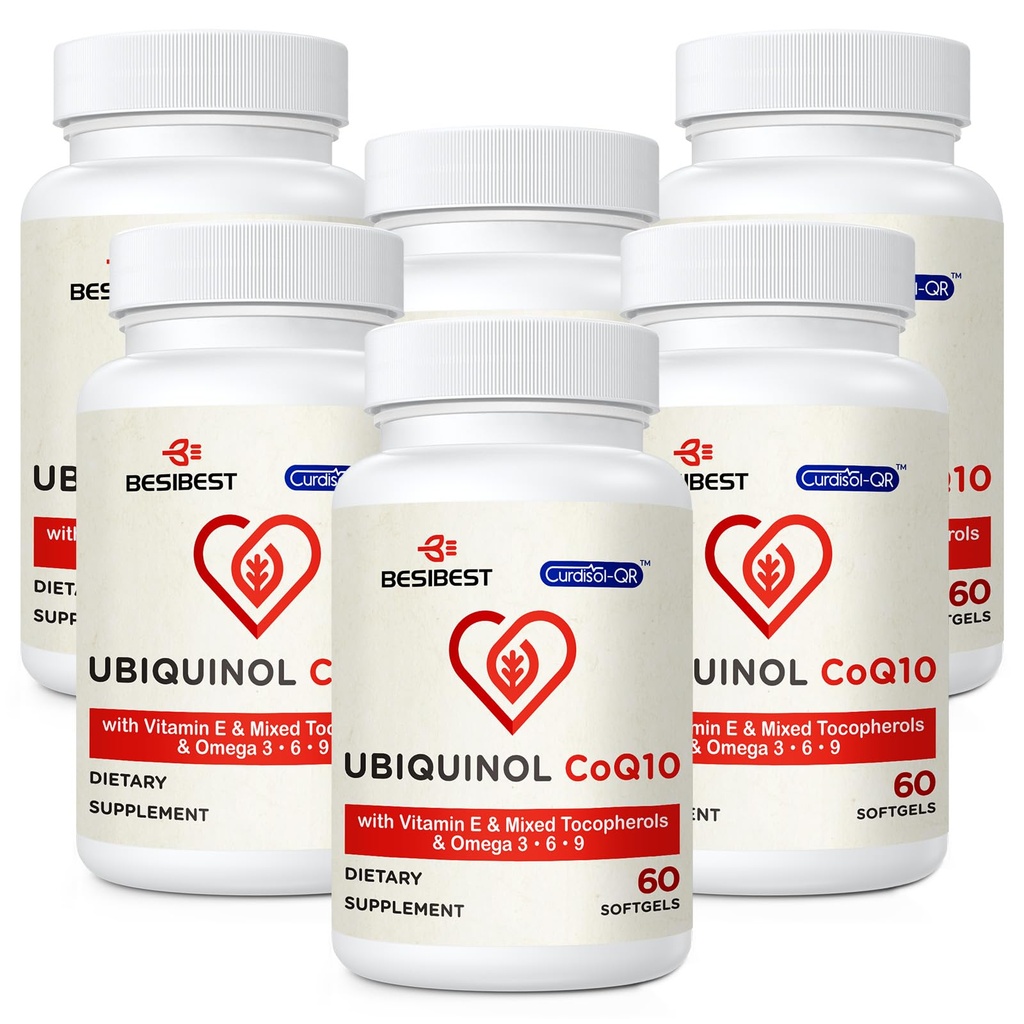 Ubiquinol CoQ10-600mg-Softgel, Active Coq10 Ubiquinol Supplement with Vitamin E & Omega 3, 6, 9, High Absorption-Coenzyme-Q10, Powerful Antioxidant for Energy Production, Tested, 360 Count