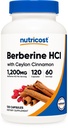 Nutricost Berberine HCl med Ceylon Cinnamon Capsules (120 kapslar, 60 portioner) - Icke-GMO, Animal-fri produkt