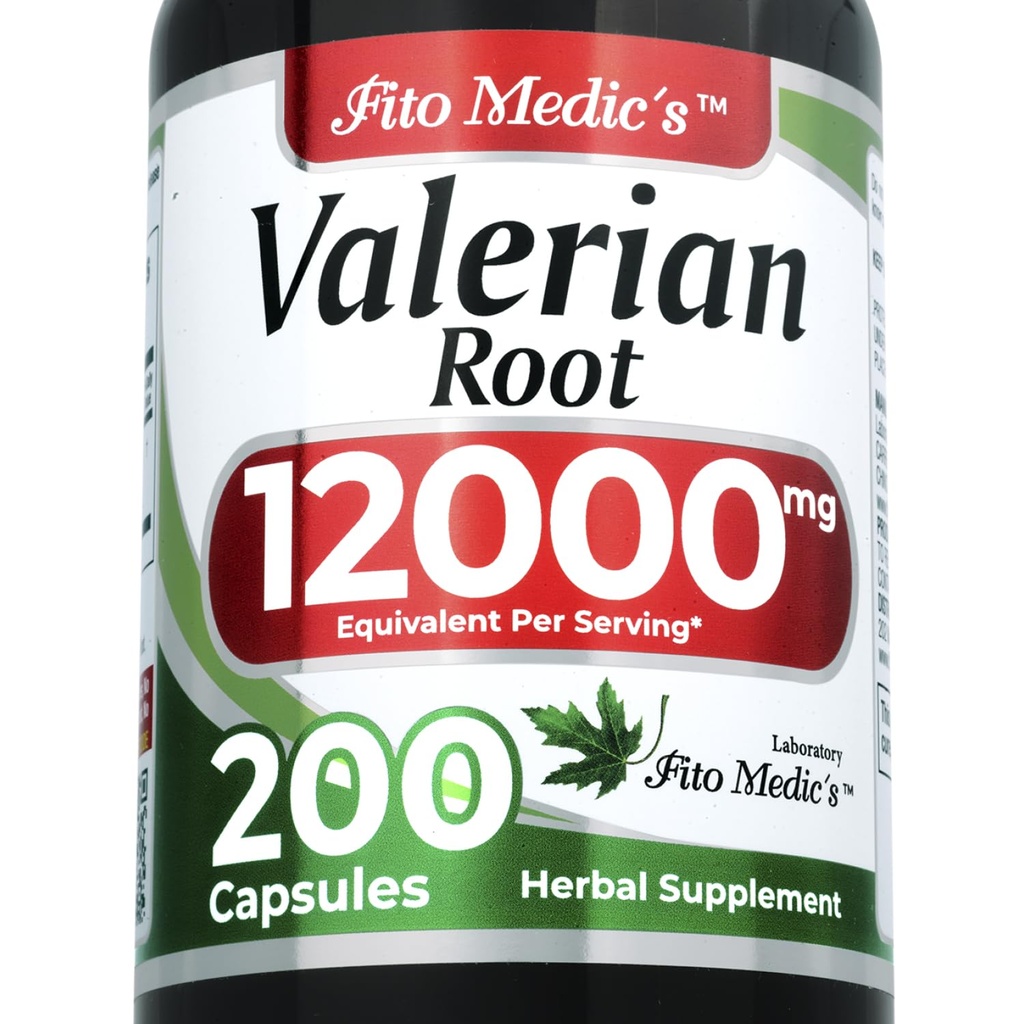 FITO MEDIC'S Lab | Valerian Root Capsules | 200 kapslar | 12000 mg | Valerian Root Extract | Koncentrat Extract | Ultra hög Absorption.